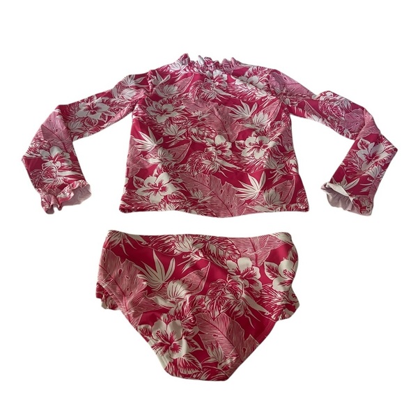 NWT Janie and Jack Girls Tropical Palm Rash Guard Swimsuit in size 10 - Picture 4 of 8